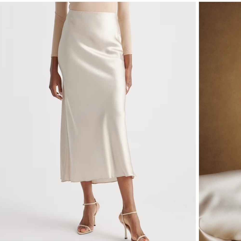 Quince Cream Silk Skirt S.